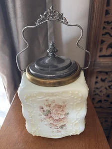 Seltene antike Wellenwappen Eierkrate Keksdose Dose C.F.Monroe Kunstglas - Bild 1 von 3