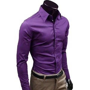 የHombre Slim Fit Negocios Ocio Boda Fiesta Camisa Camisas Manga Larga Top - Imagen 1 de 59
