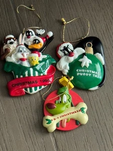 3 VTG WARNER BROTHER CHRISTMAS ORNAMENT K-9 1996 DOG, Sylvester,Bugs Tweety, Taz - Picture 1 of 24