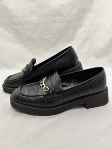 Kenneth Cole Reaction Damen-Loafer schwarz Sienna Lug Goldkette Größe US 9,5 - Bild 1 von 6