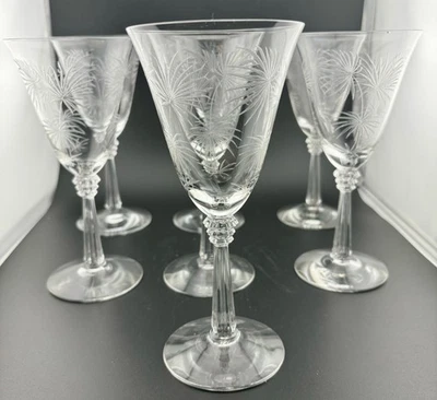 7 Fostoria LIDO Water Glass 1937 - 1954 Palm Tree Starburst - Image 1 of 4