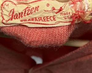 Vintage 1950s Jantzen Kharafleece Cardigan Vest Knit Sweater Sz Medium Red/Pink - Picture 1 of 9