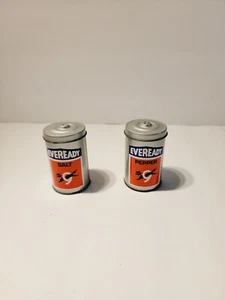 Juego de cocteleras de sal y pimienta de metal con logotipo de gato negro Eveready de colección - Imagen 1 de 7