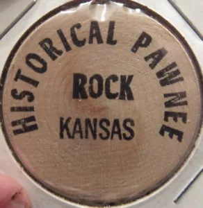 Níquel de madera Pawnee Rock histórico vintage, KS - ficha de Kansas - Imagen 1 de 2