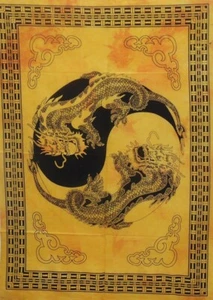 Tie Dye Wall Hanging Yin Yang Dragon Cotton Tapestries Art Home Decorate Bohemia - Picture 1 of 3