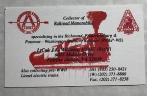 Business Card Collector Of Railroad Memorabilia Fairfax Station, VA - Picture 1 of 1