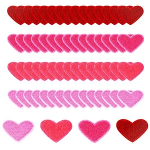 64 Pcs Heart Iron On Patches Multiple Red Heart Shaped Sew-on Iron-on Patches... - Picture 1 of 7