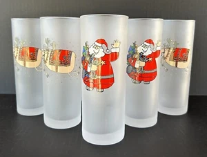 Christmas Highball Glass Tumblers 7" Santa Reindeer Set of 8 Dartington Designs - Picture 1 of 12