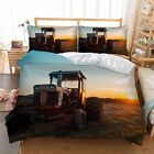 Tractor Farm Harvest Quilt Duvet Cover Bedding Set Single Double King Size Mens
