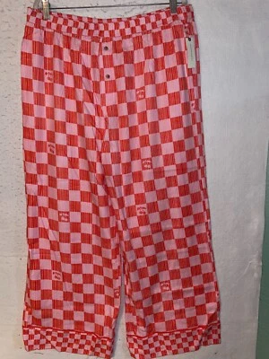 NUEVO CON ETIQUETAS Anthropologie Liv Lee Pijama Franela Estampado a Cuadros Pantalones para Dormir XL Cereza Foto 1 de 4