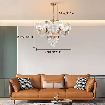 Mid-Century LED Chandelier K5 Crystal Ceiling Light 8-Light Pendant Lamp 75x52cm - Image 1 of 4