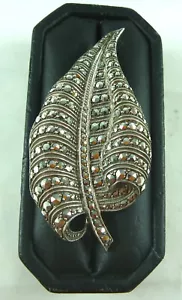 FABULOSO BROCHE DE HOJA DE MARCASITA DE COLECCIÓN ESTATE 800 PLATA ST #13544 - Imagen 1 de 5
