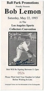 FOTO AUTÉNTICA FIRMADA POR BOB LEMON AUTOGRAFIADA PSA/ADN AUTO Publicidad RARA SP - Imagen 1 de 2