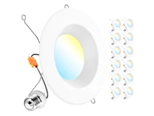5/6" LED Selectable White 965LM Retrofit Baffle Dimmable Downlight Lights (12pk) - Picture 1 of 14