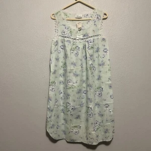 Vintage NWT Character Mint Floral Sleeveless Round Hem Night Gown Size Small - Picture 1 of 7