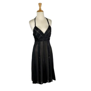 AGB Dress M VTG 12 Black Tan Halter Dress Marylin Retro Glamour Cocktail Volup - Picture 1 of 10