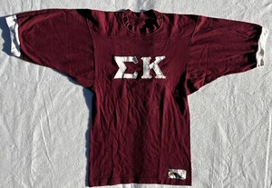 Vtg Russell Athletic Womens SM Burgundy T-Shirt Sigma Kappa Sorority College - Picture 1 of 13