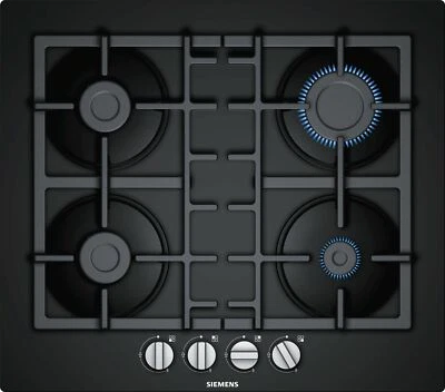 Siemens Gas-Kochfeld Gaskochfeld schwarz Hartglas 60cm Autark iQ300 EN6B6PB90