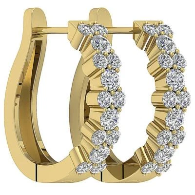 Hoops Earrings SI1 G 0.60 Ct Round Diamond Prong Set 14K White Yellow Rose Gold - Image 1 of 4