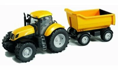 ADRIATIC TRATTORE GIALLO C/RIMORCHIO GIOCATTOLO ITALY IN PLASTICA CM 61XH20