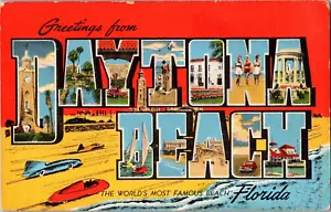 Lino cartolina auguri da Daytona Beach Florida grande lettera non pubblicata - Foto 1 di 2