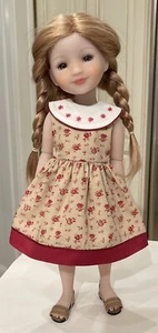 Vestido Boneka Borgoña Bordado a Mano Cuello 4 14.5" Rojo Rubí Muñeca Moda - Imagen 1 de 4