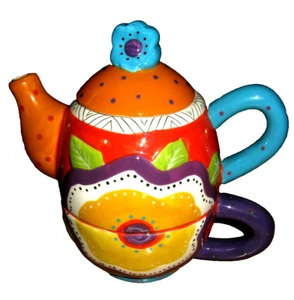 3 Stück Laurel Burch Tea For One Teekanne & Tasse Blumen Ganz - Bild 1 von 7