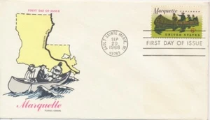 #1356 Marquette Explorer Fluegel cachet First Day covers Label stain - Picture 1 of 1