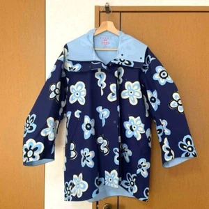 Uniqlo MARNI Blocktech Half Coat Raincoat Blue Flower pattern JP Size S (US XS) - Picture 1 of 10