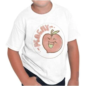 Vintage Distressed Peachy Fruit Pun Sticker Youth Crewneck T Shirts Boy or Girl - Picture 1 of 7