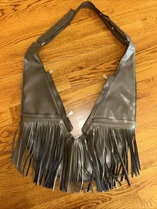 The Sash Bag Crossbody Bag Brown Faux Leather Full Fringe Sling Purse 6 Pockets - Picture 1 of 8