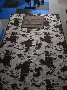 Vintage Cowhide Quilt – Rustic Western Farmhouse Bedding Twin Size - Picture 1 of 5