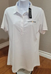 Women Large White Polo Shirt OGIO Short Sleeve Athletic Golf Sunpower Logo New - Picture 1 of 10