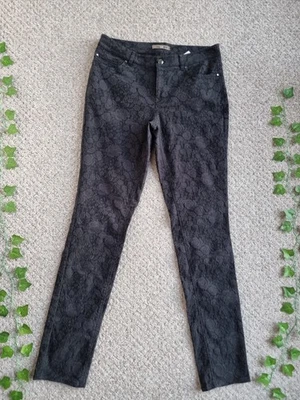 Jigsaw Black Floral Brocade Jacquard Skinny  Trousers - Image 1 of 4