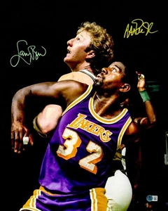 SALE! Larry Bird Magic Johnson Auto 16x20 Photo Celtics Lakers Spotlight Beckett - Picture 1 of 5