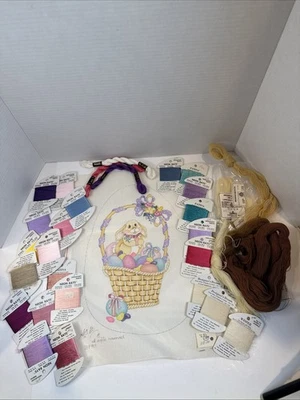 Needlepoint Easter Rabbit  Egg Shape Standup Doll Canvas 18Ct Mesh W/Thread - Image 1 of 4