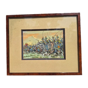 Original Antique Lithograph War History Framed Painting - Picture 1 of 11
