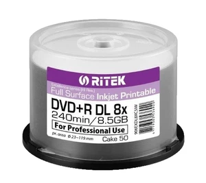 50 RITEK Pro Excellence Dual Double Layer 8.5GB Inkjet Full Printable 240mins 8x - Picture 1 of 2