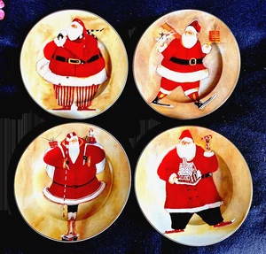 Onieda Piatti Babbo Natale Super Dimensioni Diametro 8,25” (Set di 4) - Foto 1 di 11