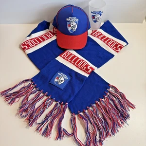 AFL Western Bulldogs Bundle Scarf Snap Back Cap Beer Glass Football Footsgray - Picture 1 of 15