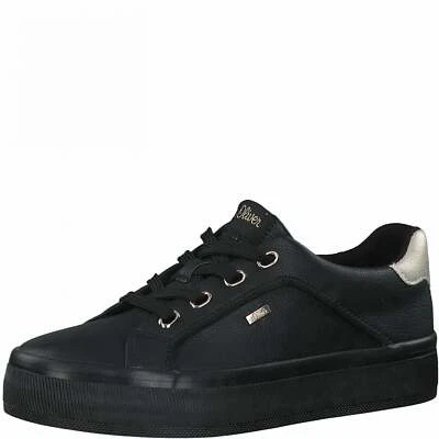 S.Oliver - Zapatillas de deporte de moda para mujer - negras/doradas Foto 1 de 4