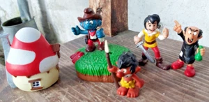 Maison Schtroumpf, 4 Schtroumpfs, Smurfs Peyo 2019, 1982, collector, rare - Picture 1 of 4
