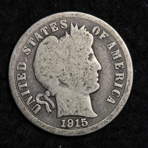 1915-S Silver Barber Dime GOOD FREE SHIPPING Cover