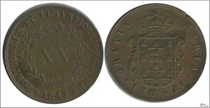 Portugal 20 Reis 1847 / Maria II MBC+ / VF+ KM00482 - Picture 1 of 1