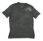 John Varvatos Men's Charcoal Gray Davis Burnout V-Neck Short Sleeve T-Shirt