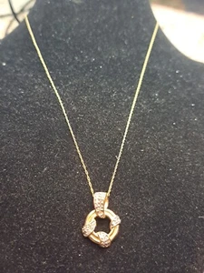 25 Diamond Cut Double Oval Pendant Necklace 14K Solid Yellow Gold 18 Inch Chain - Picture 1 of 24