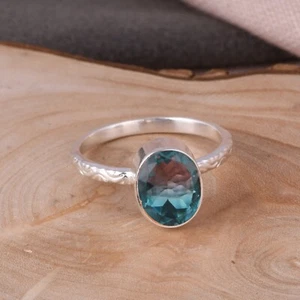 Alexandrite Texture Band Ring Engagement 925 Sterling Silver Rings For Gift Her - Picture 1 of 5
