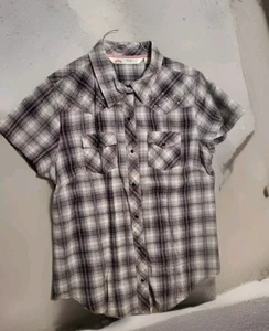 Pearl Snap Shirt Short Sleeve Cumberland Outfitters Size L - Picture 1 of 14