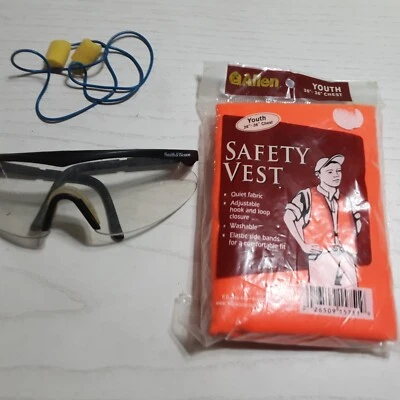 Óculos de segurança SAFETY WEAR/SMITH AND WESSON com tampões de ouvido e colete de segurança laranja - Imagem 1 de 4