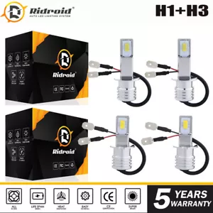 4PCS H1+H3 COB LED Headlight Combo High Low Beam Light Bulb Kit 6000K White Lamp - Bild 1 von 18